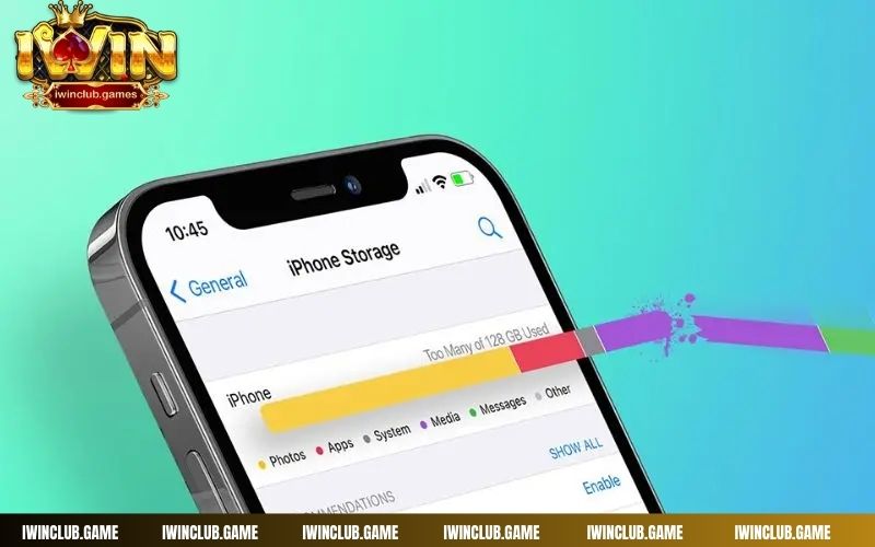 Tải app IWIN không thành công do thiết bị không còn GB trống